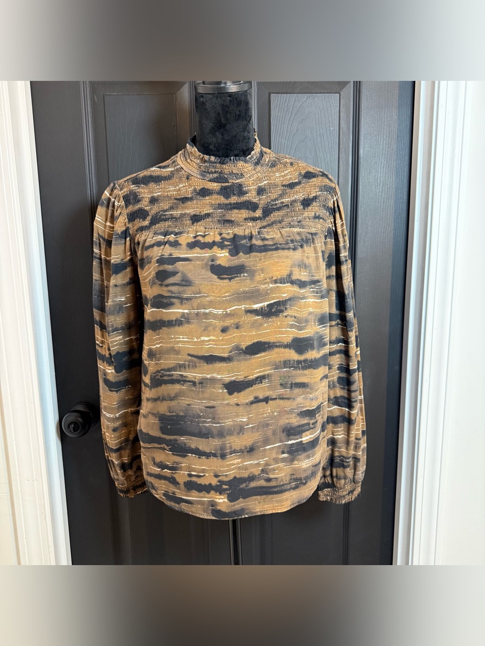 cloth & stone Brown and Black Patterned Long-Sleeve Shirt